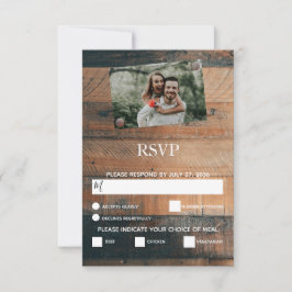 Rustikales Holz-Foto Hochzeitskarten RSVP Karte