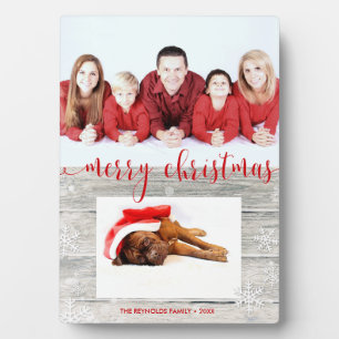 Rustikales Holz Frohe Weihnachten - Foto Plaque Fotoplatte
