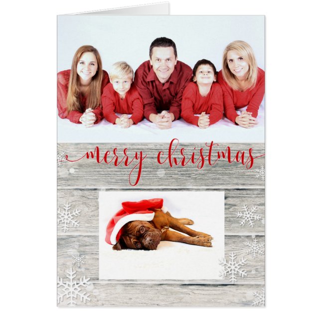 Rustikales Holz Frohe Weihnachtsfeier - Grußkarte (Vorne)