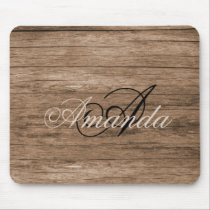 Rustikales Holz für Mit Monogramm Mauspad