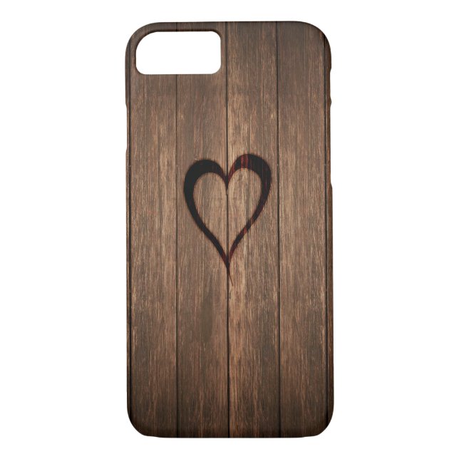 Rustikales Holz gebrannter Herz-Druck Case-Mate iPhone Hülle (Rückseite)