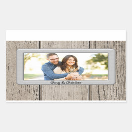 Rustikales Holz Gerahmt Rechteckiger Aufkleber