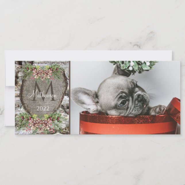 Rustikales Holz geschnitztes Herz Familie Monogram (Vorderseite)