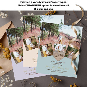 Rustikales Holz graviert Herz FOTO COLLAGE Invitat Flyer