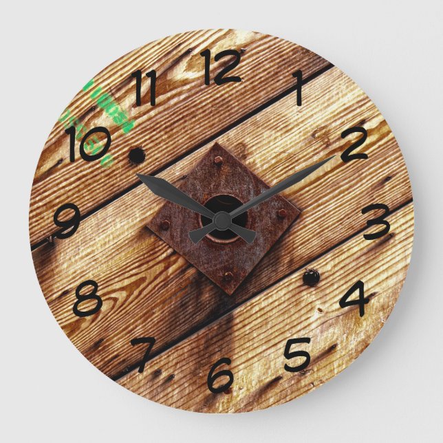 Rustikales Holz Große Wanduhr (Vorderseite)