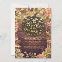 Rustikales Holz Herbst Ahorn Erntedank Abendessen Einladung