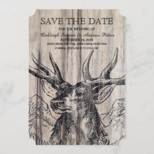 Rustikales Holz Hirsche Save the Date