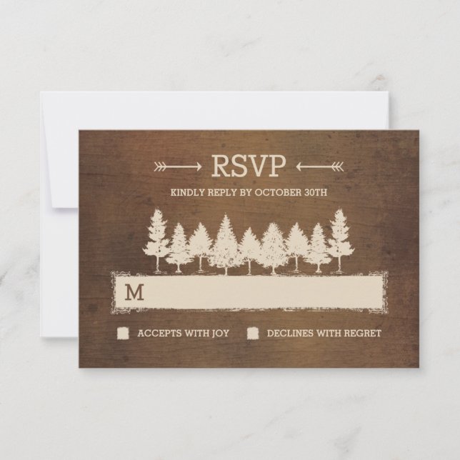 Rustikales Holz/Hochzeitskarten RSVP Karte (Vorderseite)