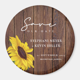Rustikales Holz Hochzeitssonne Sonnenblume Save th Magnet