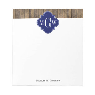 Rustikales Holz L Planks #1 Navy Quatrefolie 3 m'g Notizblock