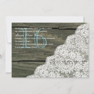 Rustikales Holz Lace 16 . Geburtstag Geburtstag Ei Einladung