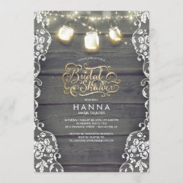 Rustikales Holz Lace Mason Jar Lights Brautparty Einladung