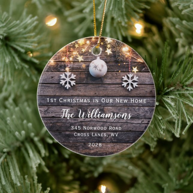 Rustikales Holz leuchtet Sterne Haus Erwärmung neu Keramik Ornament (Baum)