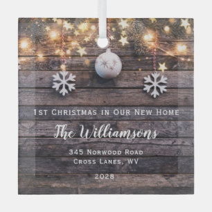 Rustikales Holz leuchtet Sterne Haus Erwärmung neu Ornament Aus Glas