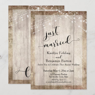 Rustikales Holz & Lichter, Frisch Vermählt, nur Em Einladung