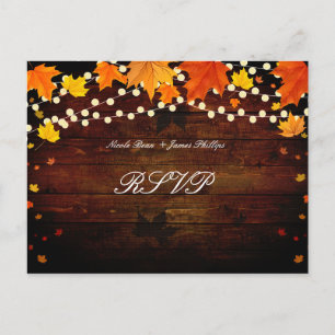Rustikales Holz & Lights Herbstlaub UAWG Postkarte