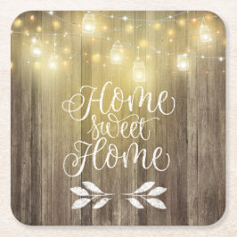 Rustikales Holz & Lights Zuhause Sweet Zuhause Typ Rechteckiger Pappuntersetzer