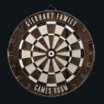 Rustikales Holz Look Schwarz-weiß Games Room Custo Dartscheibe<br><div class="desc">Erhöhen Sie Ihre Spielabende mit unserem speziell für Ihre Familie konzipierten Holzeffektdartboard, das eine persönliche Touch auf Ihre Zuhause bringen soll. Mit diesem einzigartigen Dartboard können Sie stolz Ihren Familiennamen und Ihre Lage anzeigen, sodass es sich nicht nur um ein Spiel handelt, sondern auch um ein geschätztes Familienerbe. Ideal für...</div>