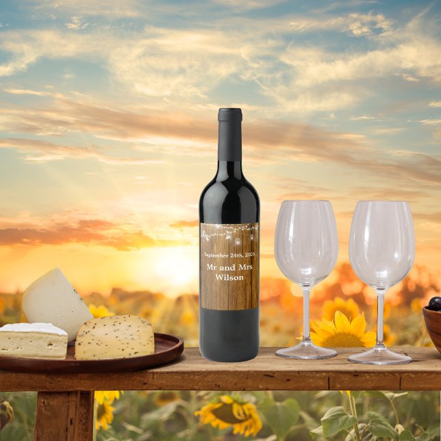 Rustikales Holz Mason Jar hanging Lights Wedding Weinetikett (Von Creator hochgeladen)