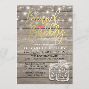 Rustikales Holz Mason Jar String Light Brunch & Bu Einladung