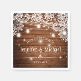 Rustikales Holz Mason Jar String Lights Hochzeit Serviette