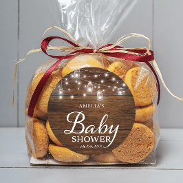 Rustikales Holz Mason Jars Lights Babydusche Runder Aufkleber