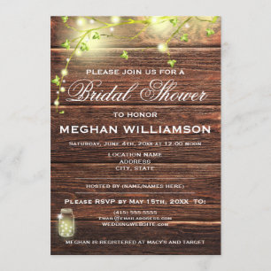Rustikales Holz Mason Lights Bridal Dusche Einladu Einladung