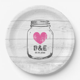 Rustikales Holz Maurer Glas Land Hochzeit Party Te Pappteller