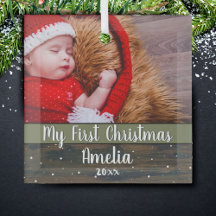 Rustikales Holz Mein Erstes Weihnachten Baby-Foto