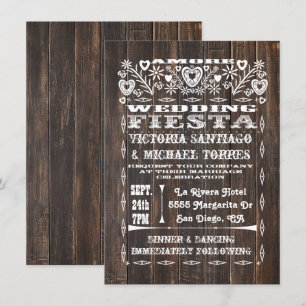 Rustikales Holz Mexikanischer Hochzeitspapel Picad Einladung
