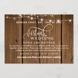 Rustikales Holz mit Licht, virtuelle Hochzeit onli Einladung