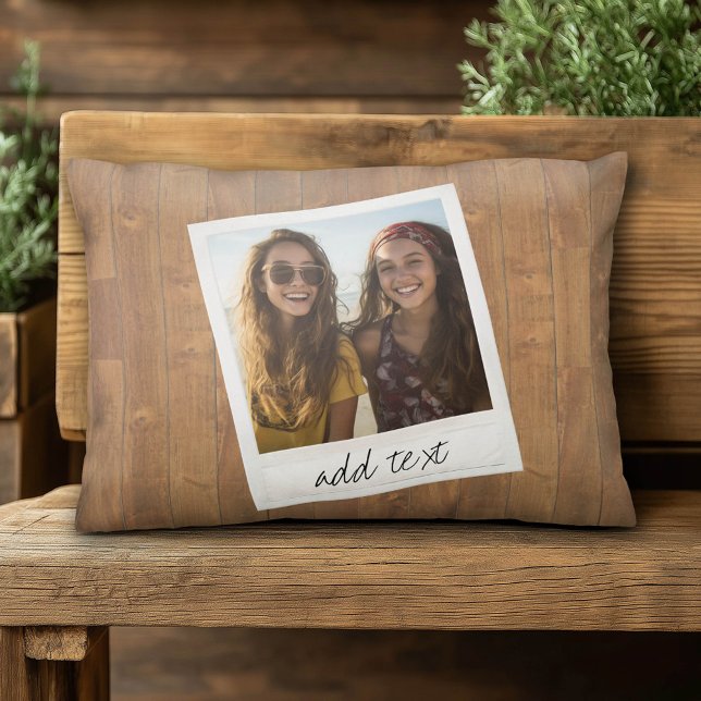 Rustikales Holz mit quadratischem Foto Zierkissen (Custom Pillow)