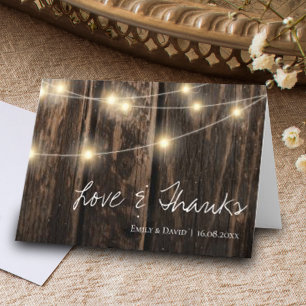 Rustikales Holz mit Streichellichter Hochzeit Dankeskarte