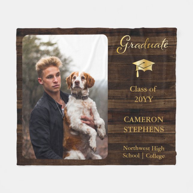 Rustikales Holz mit Tone Graduate Foto Fleecedecke (Vorderseite (Horizontal))