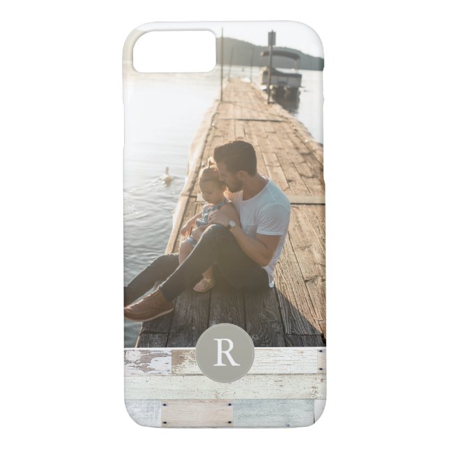 rustikales Holz + Monogramm Case-Mate iPhone Hülle (Rückseite)