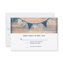 Rustikales Holz-Navy-Banner Hochzeitskarten