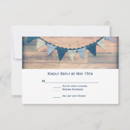 Rustikales Holz-Navy-Banner Hochzeitskarten RSVP Karte