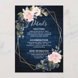 Rustikales Holz Navy Blue Blush Pink Geometrie Det Begleitkarte