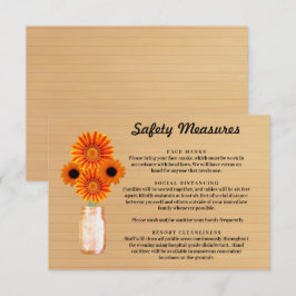 Rustikales Holz Orange Blumenmason Jar Sicherheits Begleitkarte