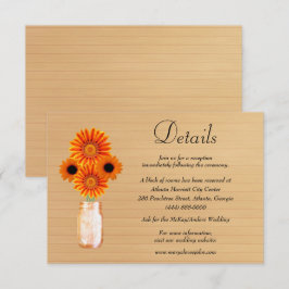 Rustikales Holz Orange Blumenmason Jar Wedding Det Begleitkarte