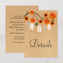 Rustikales Holz Orange Blumenmason Jars Details