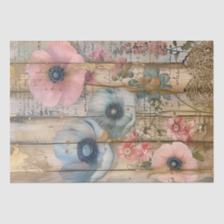 Rustikales Holz, pastellfarbene Blume Seidenpapier