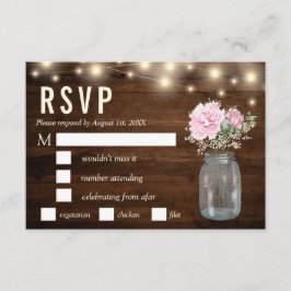Rustikales Holz Peony Floral Mason UAWG Mahl Einladung