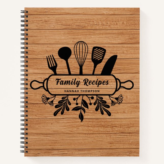 Rustikales Holz Personalisiert Lieblingsfamilienre Notizbuch (Vorderseite)