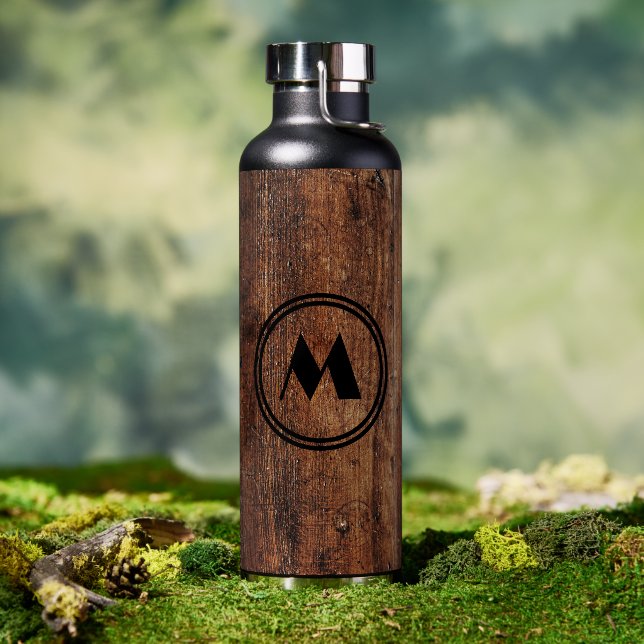 Rustikales Holz personalisierter Wärmeschwäscher Trinkflasche (Außenbereich)