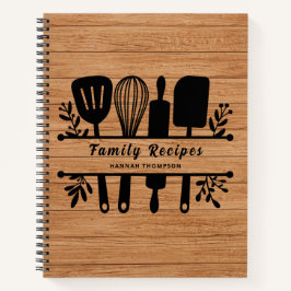 Rustikales Holz Personalisiertes Kochbuch Familien Notizbuch