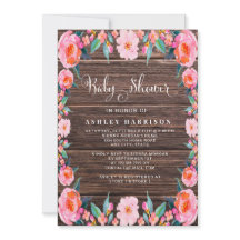 Rustikales Holz Pink Floral Wasserfarbe Kinderdusc