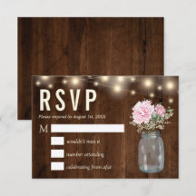 Rustikales Holz Pink Peony Floral Mason | RSVP-Kar