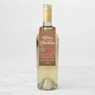 Rustikales Holz Pinselschrift Weihnachtsgeschenk V Flaschenanhänger