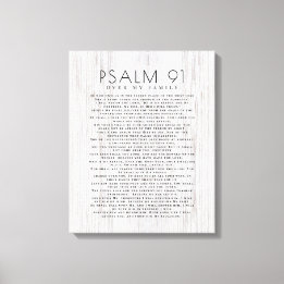 Rustikales Holz Psalm 91 über meinem Christlichen  Leinwanddruck
